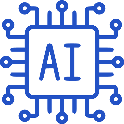 Icon of an IC with AI (Artificial Intelligence) Label