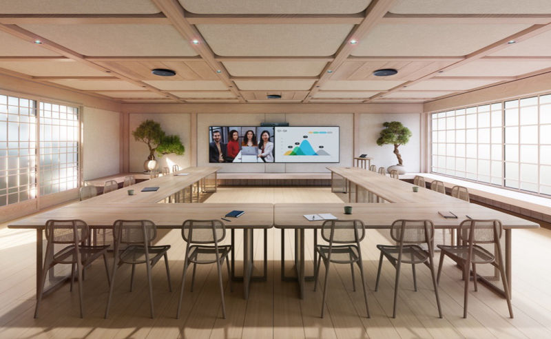 Cisco Room Kit EQ Connected to Cisco Ceiling Microphone Pro Units