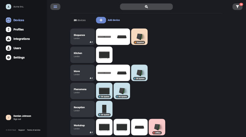 Neat Pulse - Dashboard for Rooms and Devices