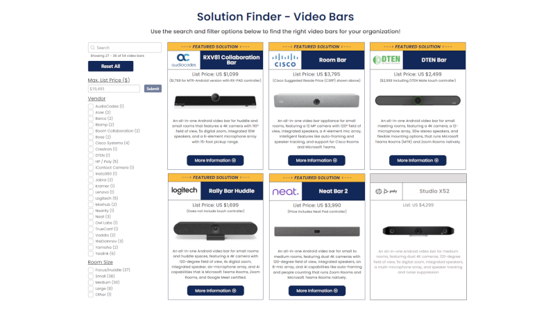 Solution Finder - Video Bars